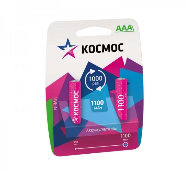  Аккумулятор R03 NI-MH 1100мА.ч (блист.2шт) Космос KOCR03NIMH(1100MAH) 
