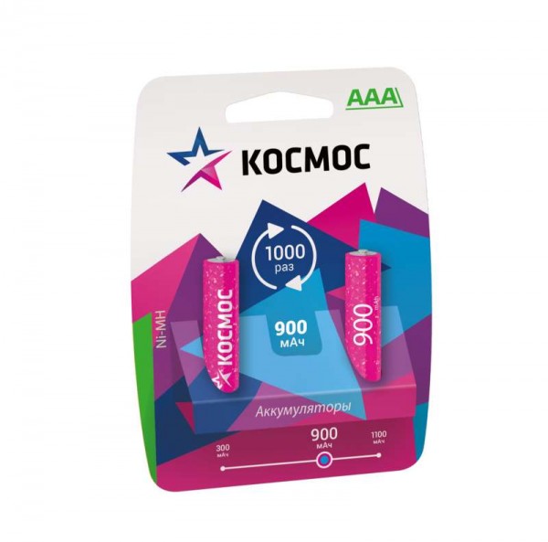  Аккумулятор R03 NI-MN 900мА.ч BP-2 (блист.2шт) Космос KOCR03NIMH(900MAH) 