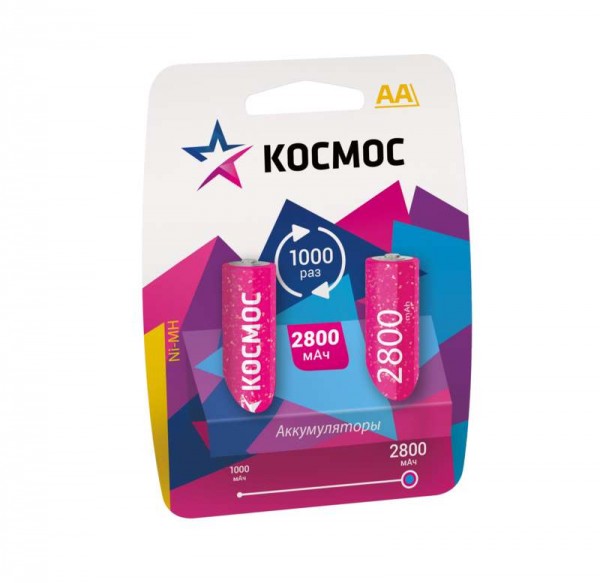  Аккумулятор R6 NI-MN 2800мА.ч BP-2 (блист.2шт) Космос KOCR6NIMH2800MAH2BL 