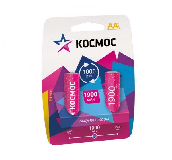 Аккумулятор R6 NI-MN 1900мА.ч BP-2 (блист.2шт) Космос KOCR6NIMH(1900MAH) 