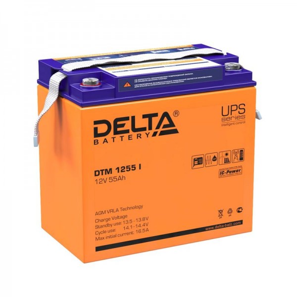  Аккумулятор 12В 55А.ч Delta DTM 1255 I 