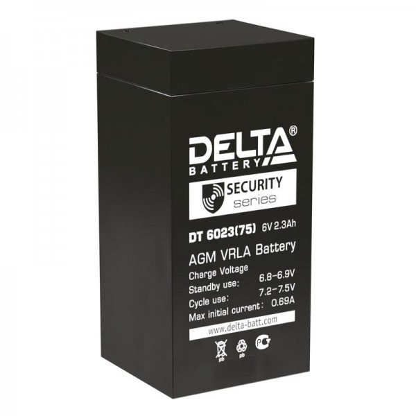  Аккумулятор 6В 2.3А.ч Delta DT 6023 (75) 