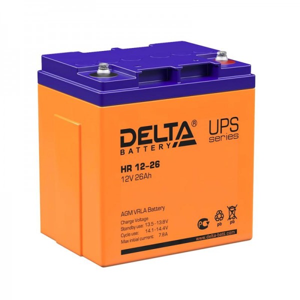  Аккумулятор 12В 26А.ч Delta HR 12-26 