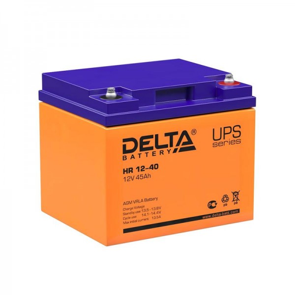  Аккумулятор 12В 45А.ч Delta HR 12-40 