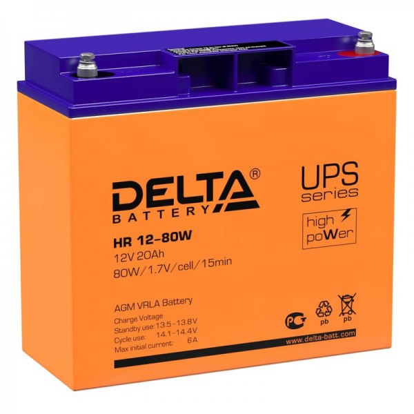  Аккумулятор 12В 20А.ч. Delta HR 12-80 W 