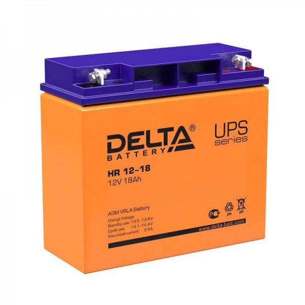  Аккумулятор 12В 18А.ч. Delta HR 12-18 