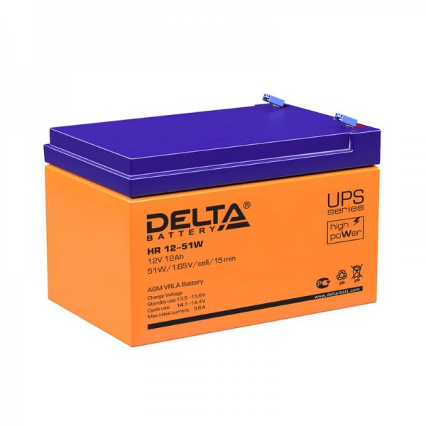  Аккумулятор 12В 51А.ч Delta HR 12-51 W 