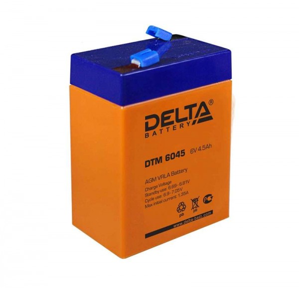  Аккумулятор 6В 4.5А.ч Delta DTM 6045 