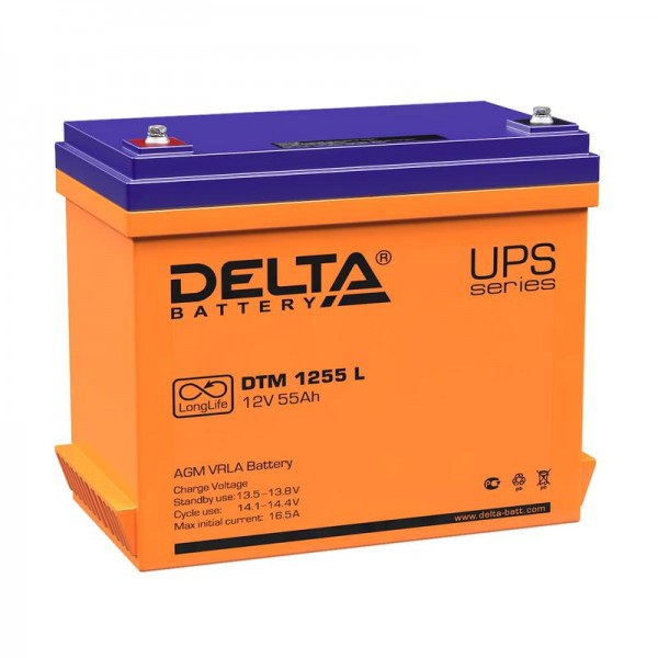 Аккумулятор 12В 55А.ч. Delta DTM 1255 L 