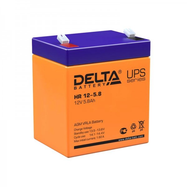  Аккумулятор 12В 5.8А.ч Delta HR12-5.8 