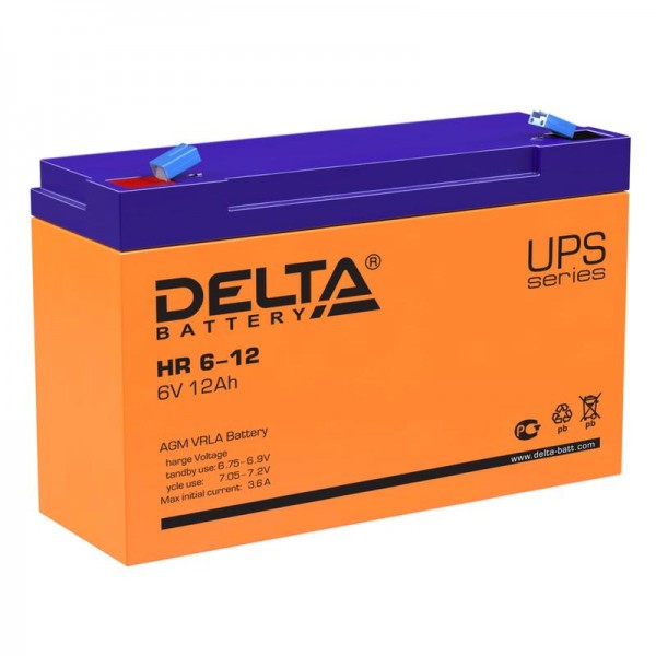  Аккумулятор 6В 12А.ч. Delta HR 6-12 
