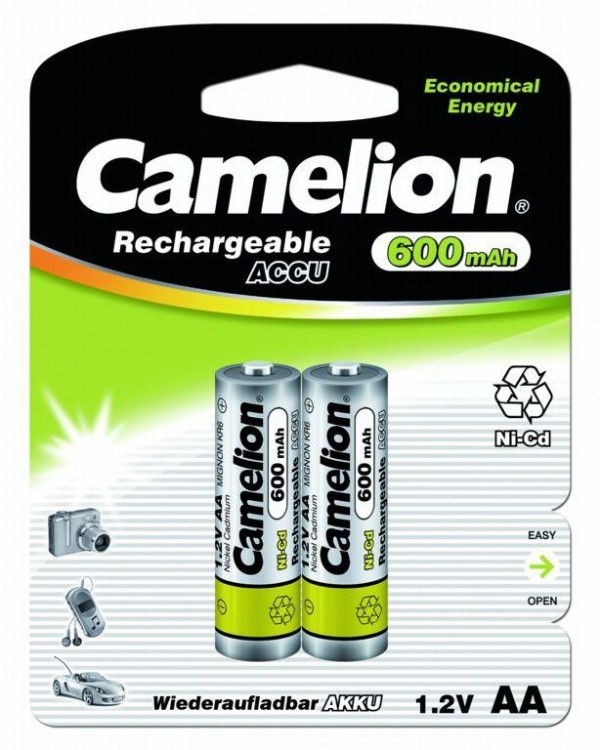  Аккумулятор R6 Ni-Cd 600мА.ч BL-2 (блист.2шт) Camelion 1657 