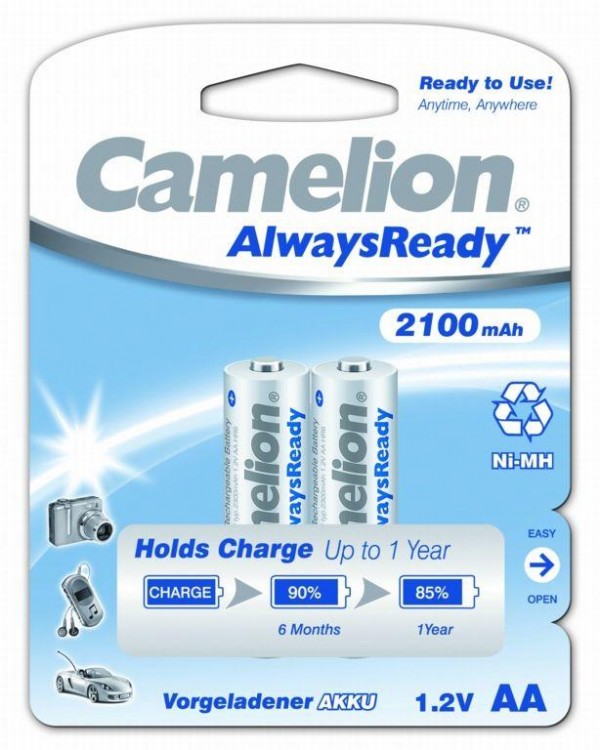  Аккумулятор AA-2100мА.ч Ni-Mh Always Ready BL-2 (NH-AA2100ARBP2 1.2В) (уп.2шт.) Camelion 7966 