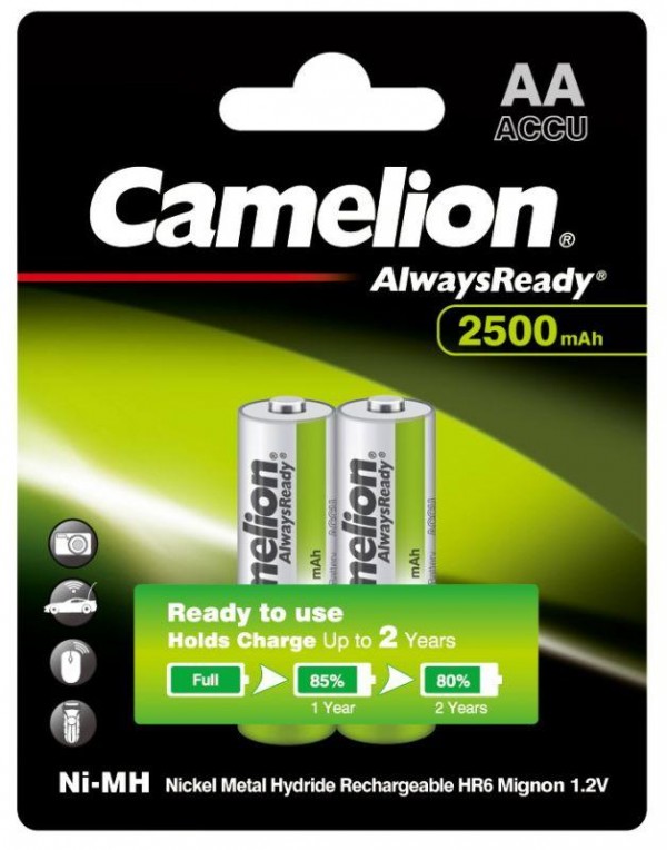  Аккумулятор AA-2500мА.ч Ni-Mh Always Ready BL-2 (NH-AA2500ARBP2 1.2В) (уп.2шт.) Camelion 11006 