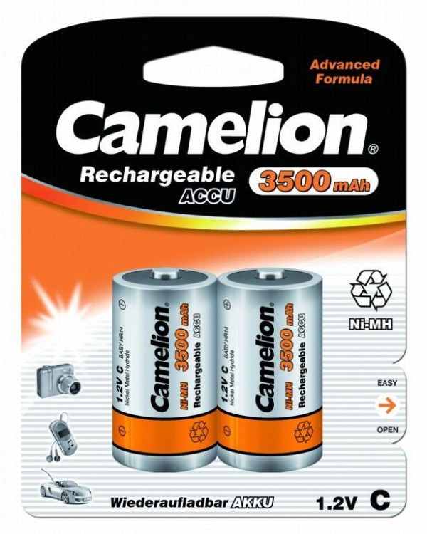  Аккумулятор C Ni-Mh 3500мА.ч BL-2 (NH-C3500BP2 аккум. 1.2В) (блист.2шт) Camelion 6184 
