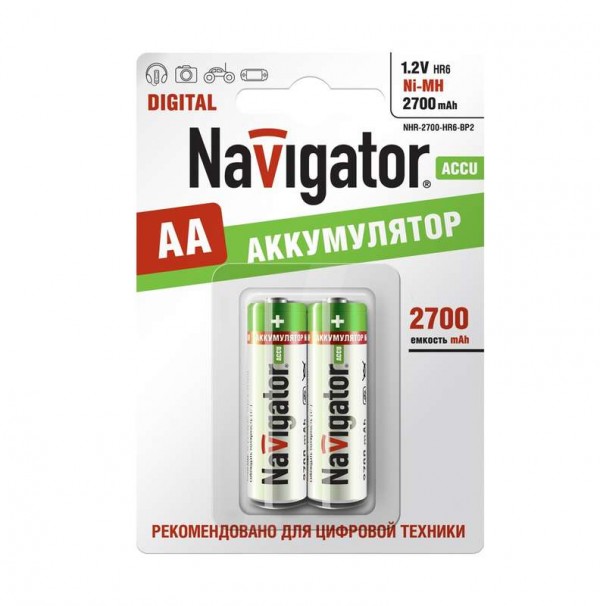  Аккумулятор 94 465 NHR-2700-HR6-BP2 (блист.2шт) Navigator 94465 