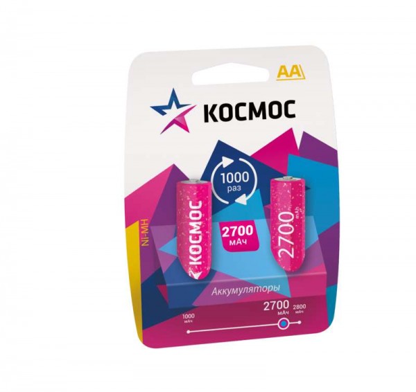  Аккумулятор R6 NI-MN 2700мА.ч BP-2 (блист.2шт) Космос KOCR6NIMH2700MAH2BL 