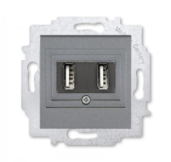  Устройство зарядное USB двойн. Levit сталь ABB 2CHH290040A6069 