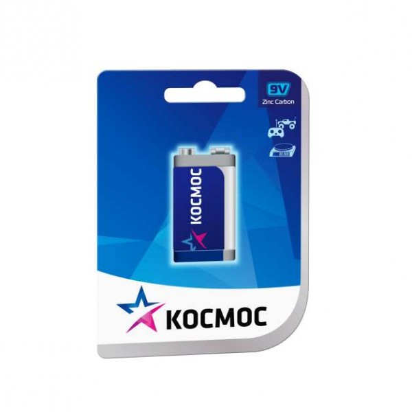  Элемент питания солевой "крона" 6F22 (1S) Космос KOC6F22 