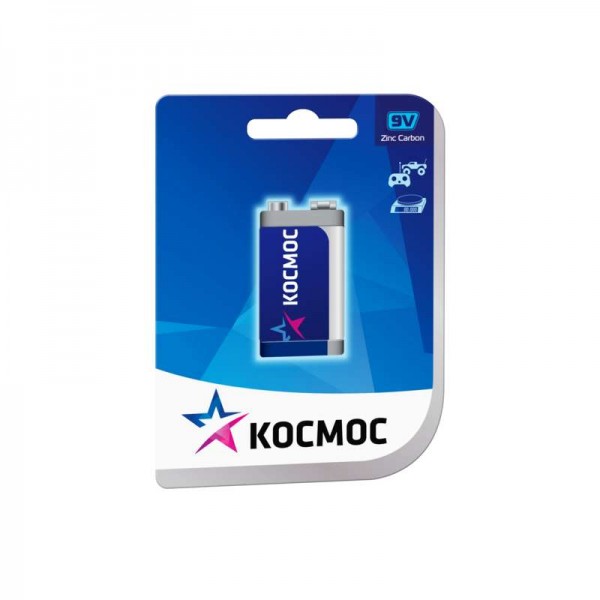  Элемент питания солевой "крона" S 6F22 (блист.1шт) Космос KOC6F221BL 