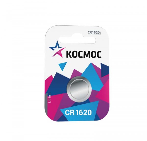  Элемент питания литиевый CR CR1620 1хBL (блист.1шт) Космос KOCR16201BL 