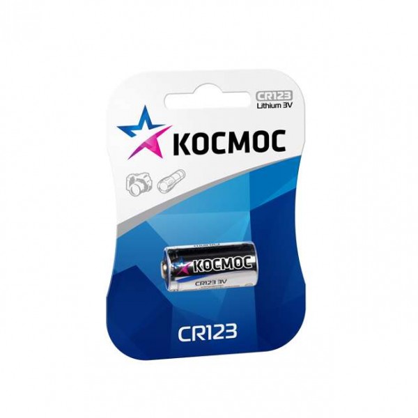  Элемент питания литиевый CR CR123 1хBL (блист.1шт) Космос KOCCR1231BL 