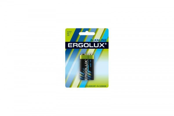  Элемент питания алкалиновый "крона" 6LR61 BL-1 6LR61 BL-1 9В Alkaline (блист.1шт) Ergolux 11753 
