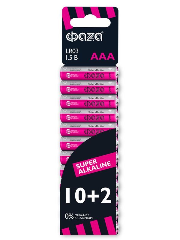 Элемент питания алкалиновый LR03 Super Alkaline SBL-10+2 (уп.12шт) ФАZА 2854612 