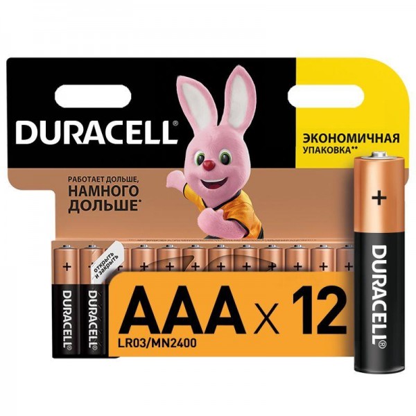  Элемент питания алкалиновый LR MX 2400/LR03 BASIC BP-12 (блист.12шт) Duracell Б0014520 