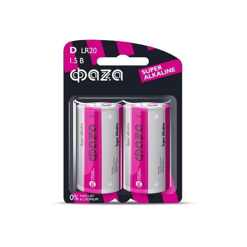  Элемент питания алкалиновый LR20 Super Alkaline BL-2 (уп.2шт) ФАZА 2858535 