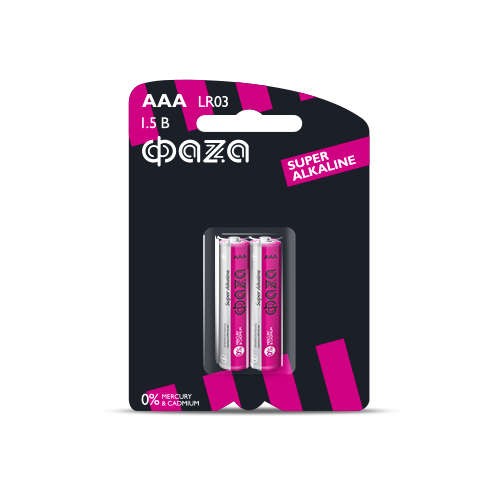  Элемент питания алкалиновый LR03 Super Alkaline BL-2 (уп.2шт) ФАZА 2858474 