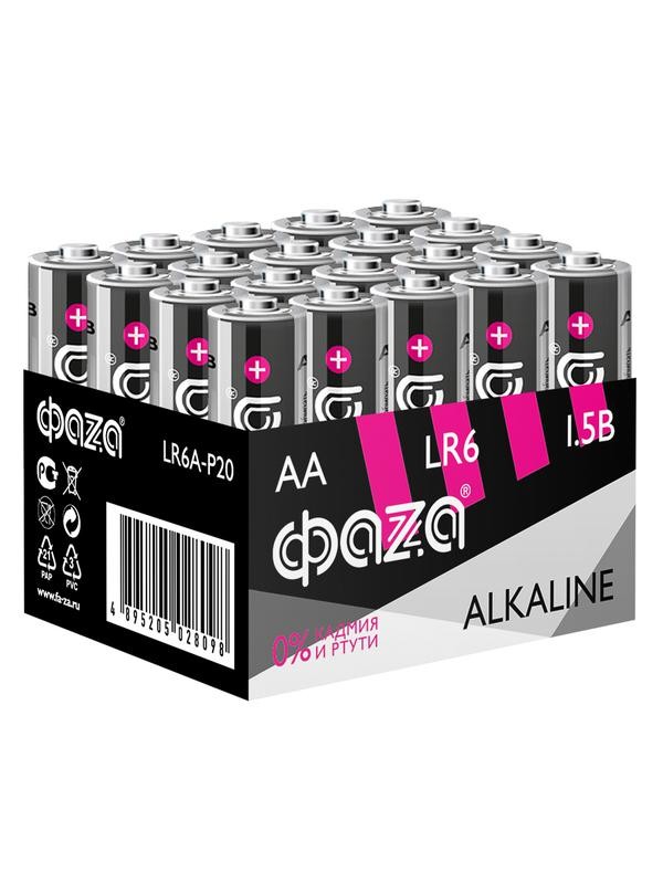  Элемент питания алкалиновый LR6 Alkaline Pack-20 (уп.20шт) ФАZА 5028098 