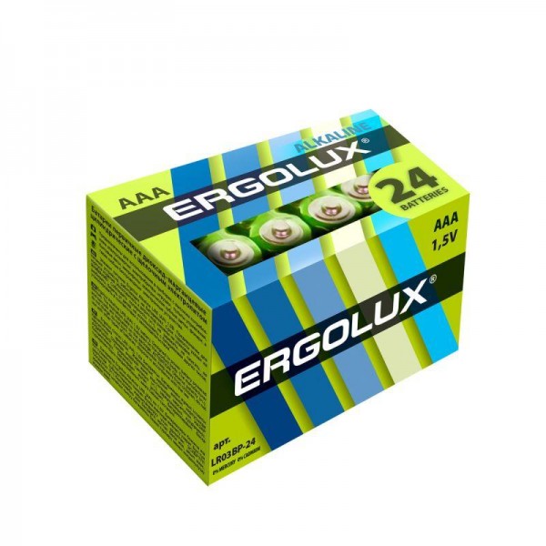  Элемент питания алкалиновый LR03 Alkaline BP-24 (уп.24шт) NEW Ergolux 14213 