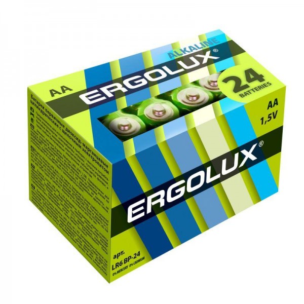  Элемент питания алкалиновый LR6 Alkaline BP-24 (уп.24шт) NEW Ergolux 14212 