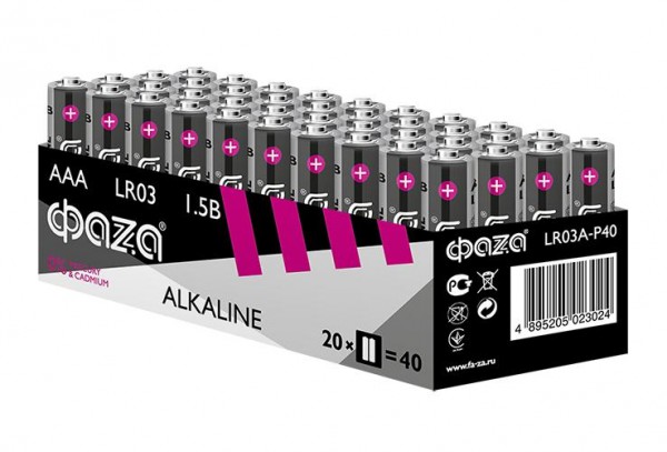  Элемент питания щелочной LR03 Alkaline Pack-40 (уп.40шт) ФАZА 5023024 