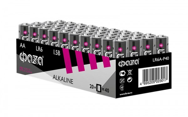  Элемент питания щелочной LR6 Alkaline Pack-40 (уп.40шт) ФАZА 5023017 