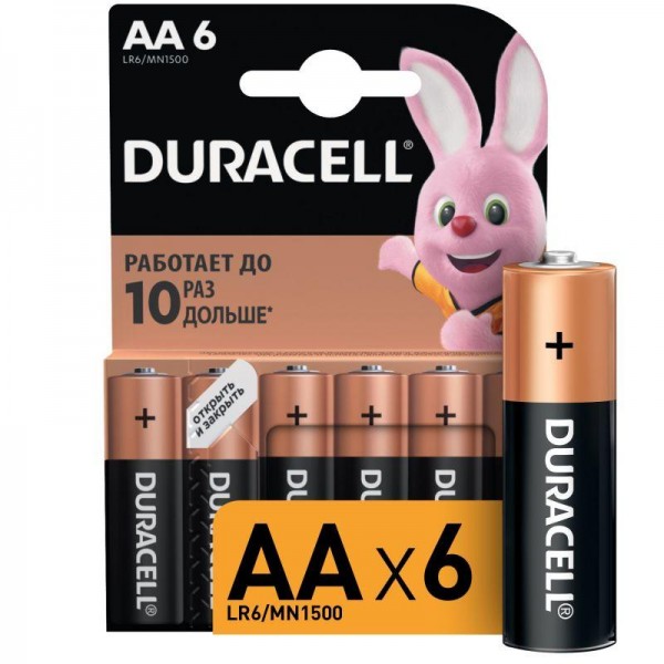  Элемент питания алкалиновый LR6-6BL BASIC (блист.6шт) Duracell Б0014859 