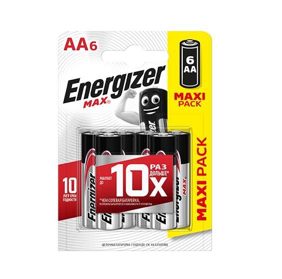  Элемент питания алкалиновый MAX LR6/316 BL6 (6/72) (блист.6шт) Energizer 381636 