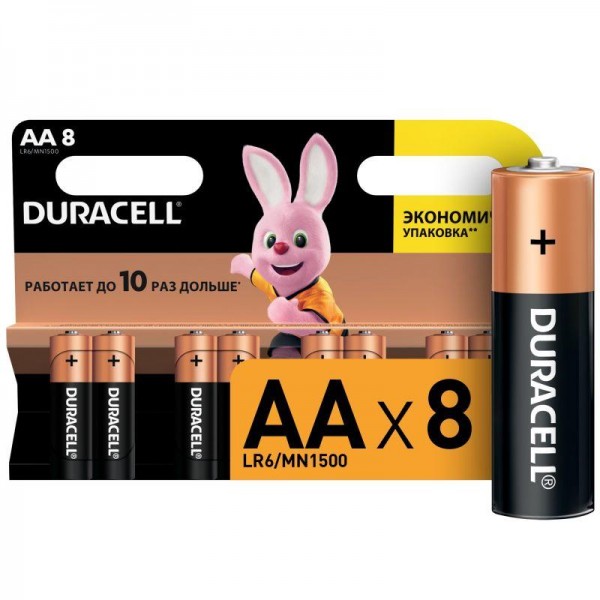  Элемент питания алкалиновый LR LR6-8BL BASIC (блист.8шт) Duracell C0037387 