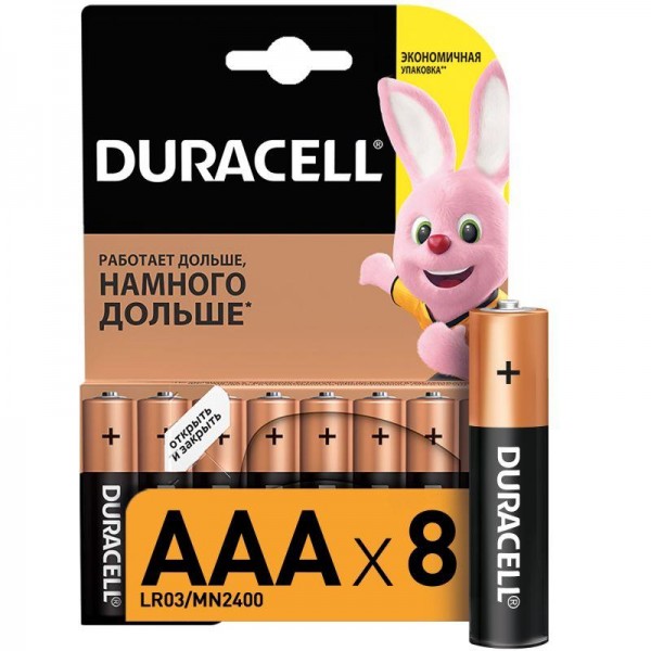  Элемент питания алкалиновый LR LR03-8BL BASIC (блист.8шт) Duracell C0033441 