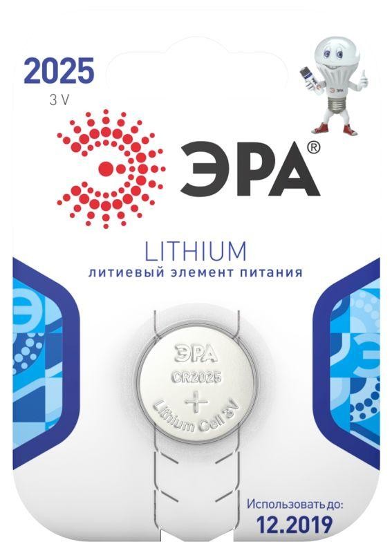  Элемент питания литиевый CR2025-1BL (блист. 1шт) ЭРА C0038447 