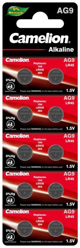  Элемент питания алкалиновый "таблетка" G 9 Mercury Free AG9-BP0%Hg 394A/LR936/194 BL-10 (блист.10шт) Camelion 12817 