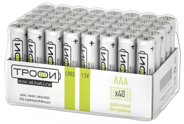  Элемент питания алкалиновый LR03-40 bulk ECO (уп.40шт) Трофи Б0027812 