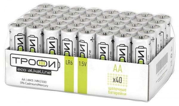  Элемент питания алкалиновый LR6-40 bulk ECO (уп.40шт) Трофи Б0027815 