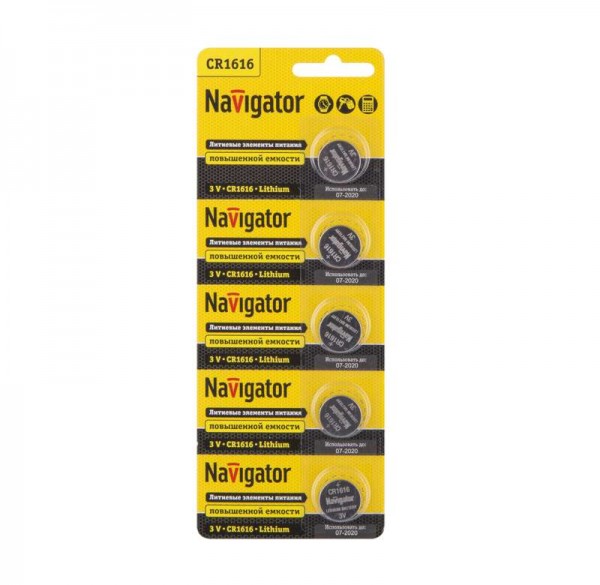  Элемент питания литиевый 94 779 NBT-CR1616-BP5 (блист.5шт) Navigator 94779 