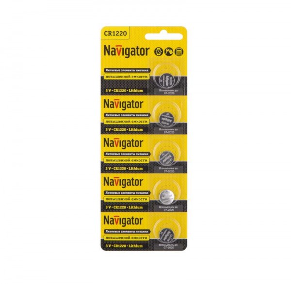  Элемент питания литиевый 94 778 NBT-CR1220-BP5 (блист.5шт) Navigator 94778 