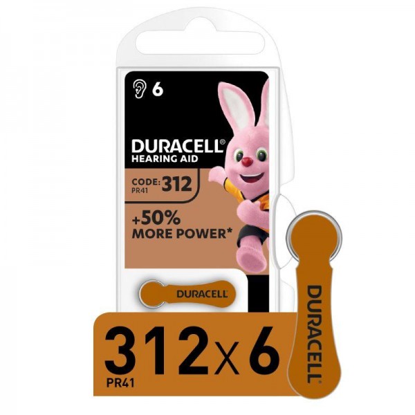  Элемент питания для слуховых аппаратов ZA312-6BL (блист.6шт) Duracell Б0039181 