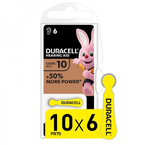  Элемент питания для слуховых аппаратов ZA10-6BL (блист.6шт) Duracell Б0039179 