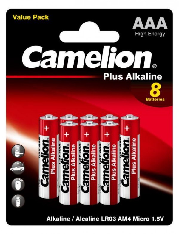  Элемент питания алкалиновый LR03 Plus Alkaline BL-8 (LR03-BP8 батарейка 1.5В) (блист.8шт) Camelion 14134 