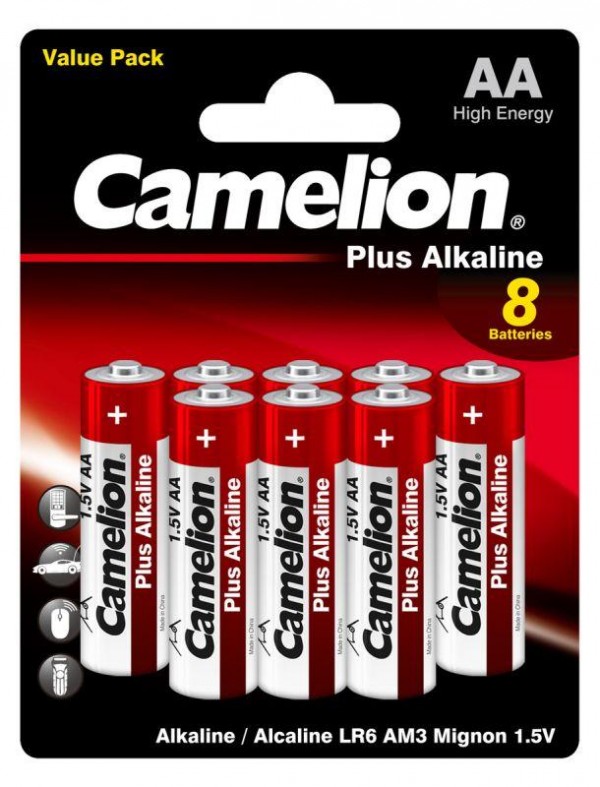  Элемент питания алкалиновый LR6 Plus Alkaline BL-8 (LR6-BP8 батарейка 1.5В) (блист.8шт) Camelion 14133 